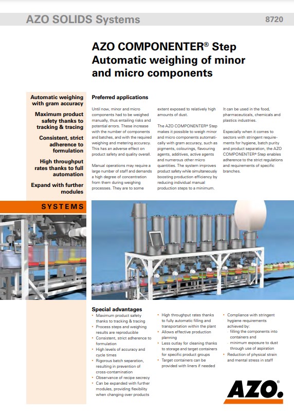 AZO COMPONENTER Step Automatic Weighing of Minor and Micro Components